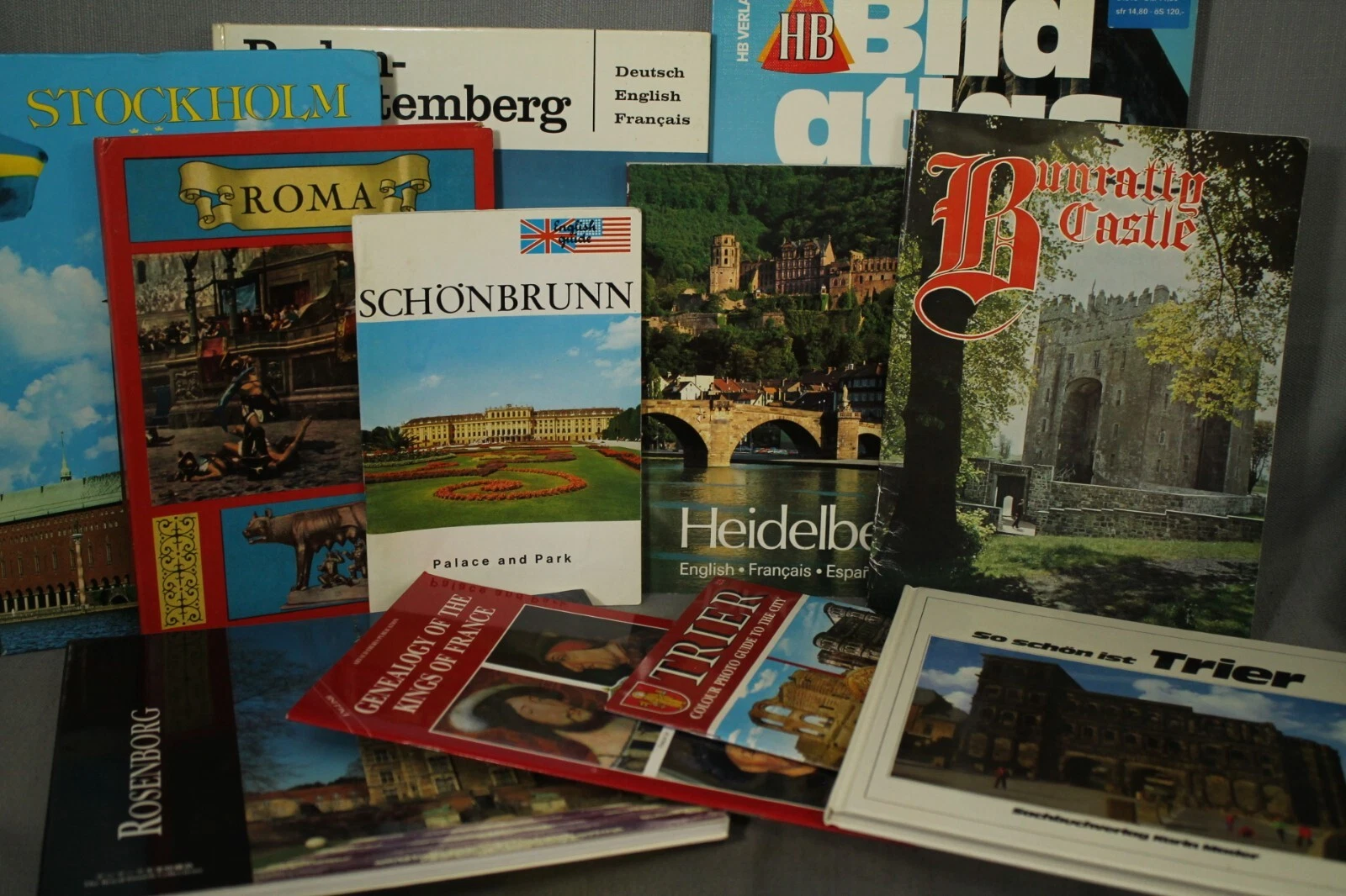 Bundle of vintage travel souvenir guide books